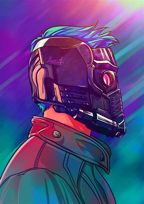 Man Wearing Mask Illustration Star Lord Guardians Of The Galaxy