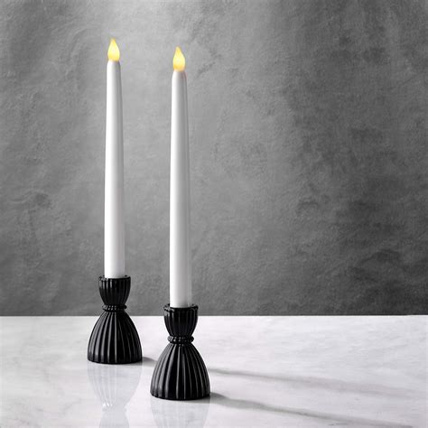 Black Candlestick Holder Set Glass Taper Candle Holders