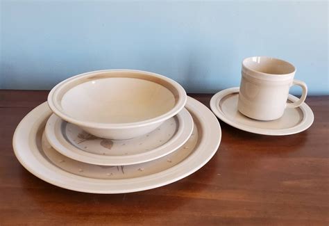 Vintage White Rose Stoneware Dinnerware Set By Newcor 20 Pc Etsy