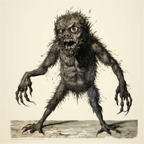 Dark And Distorted Monster Illustration In The Style Of Tony Diterlizzi