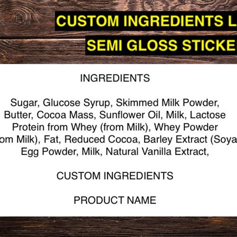 Custom Ingredient Labels Etsy