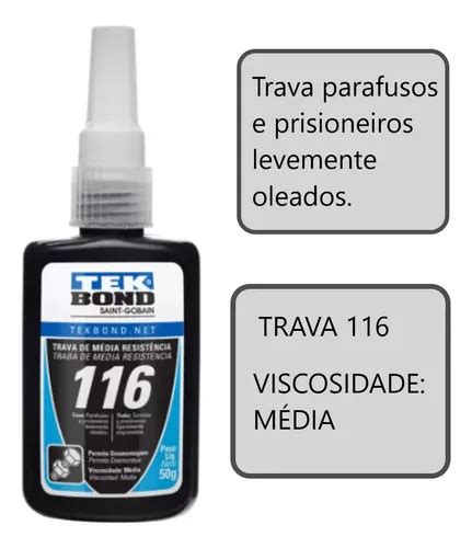 Cola Trava Rosca Tek Bond Azul Medio Travamento 50g Frete grátis