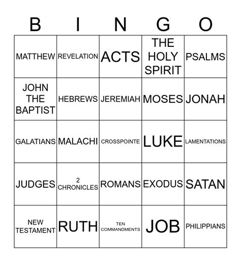 Bible Bingo Card