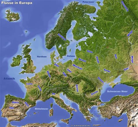 Flüsse in Europa - Karte der längsten europäischen Flüsse | Europe map ...