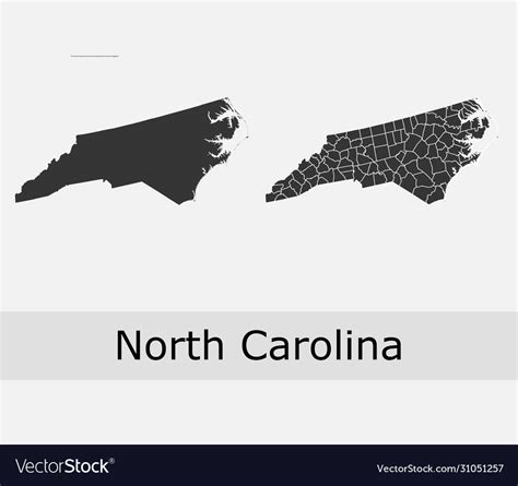 North Carolina Map Counties Outline Royalty Free Vector