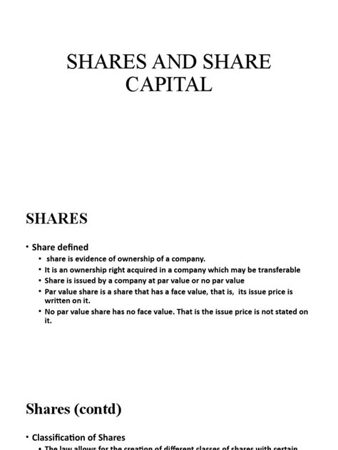 Shares And Share Capital Pdf Dividend Stocks