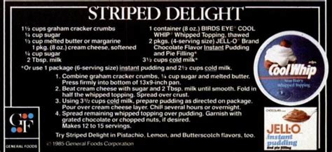 Striped Delight Dessert Recipe An Easy And Delicious Classic From 1985