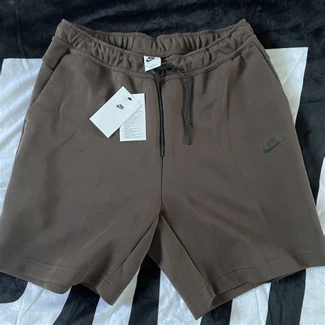 Nike Tech Fleece Shorts Brown Size SMALL ALMOST NEW... - Depop