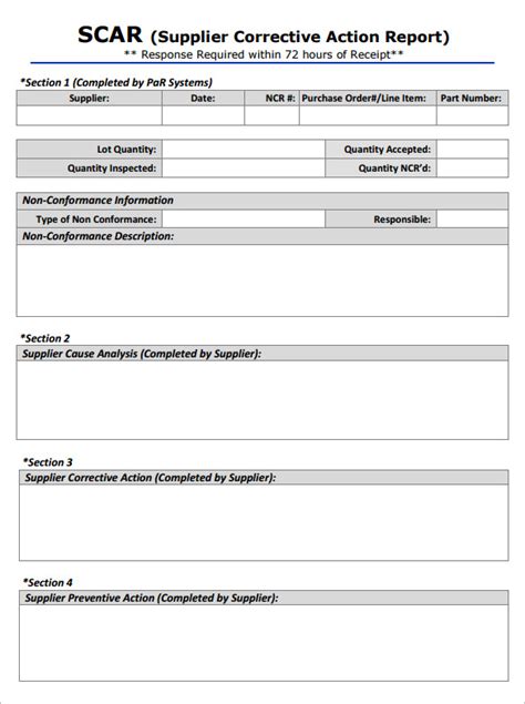 Corrective Action Report Template Database