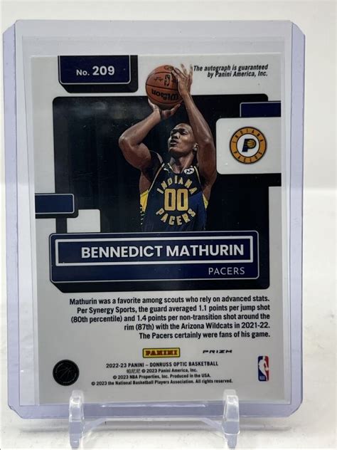 BENNEDICT MATHURIN 2022 23 DONRUSS OPTIC RATED ROOKIE HOLO RC AUTO