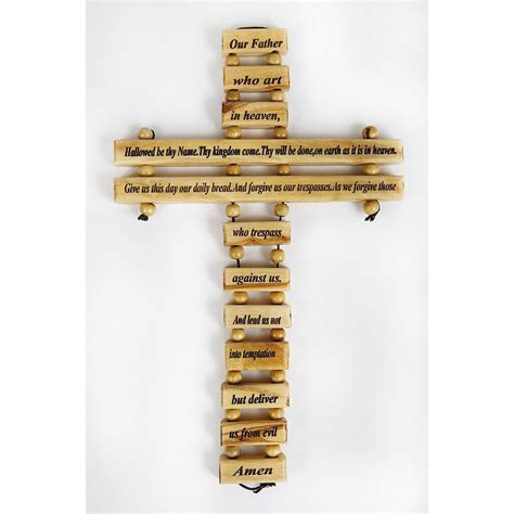 Olive wood Our Father, Lord's Prayer cross 38cm / 15in