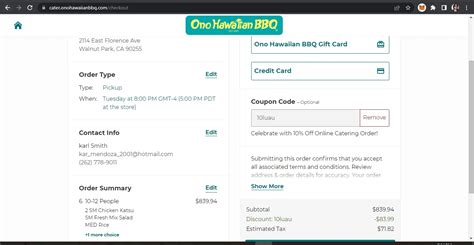 Ono Hawaiian Bbq Coupons Off October