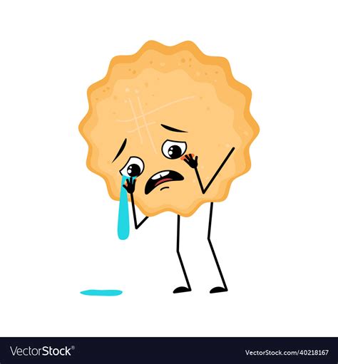 Cute Milk Cookie Character With Crying And Tears Vector Image