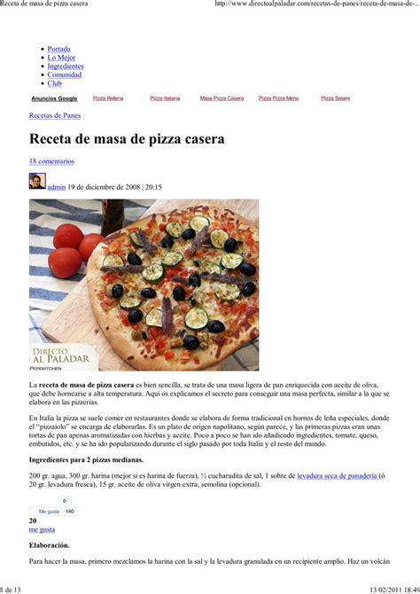 Arriba 62 Imagen Recetas De Pizzas En Pdf Abzlocal Mx