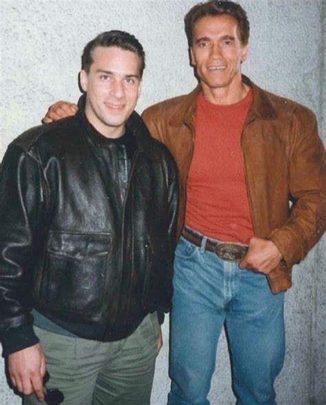 Arnold Schwarzenegger In A Stylish Leather Jacket