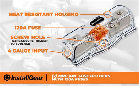 InstallGear Soporte De Fusibles Mini ANL De Calibre 4 Con Fusible De