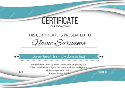 Premium Vector | Blue wave certificate of achievement vector template