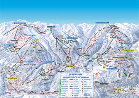 BERGFEX Plan De Piste Zell Am Ziller Zillertal Arena Carte