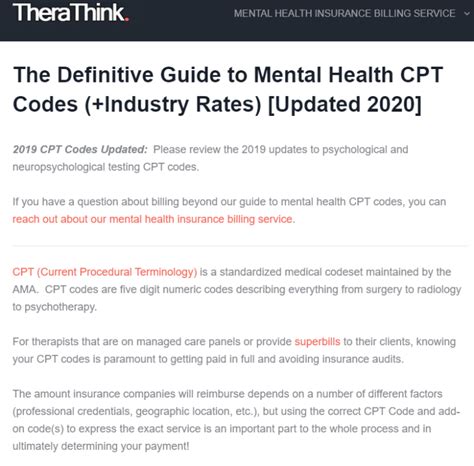 Mental Health Cpt Code Cheat Sheet Pdf 2024