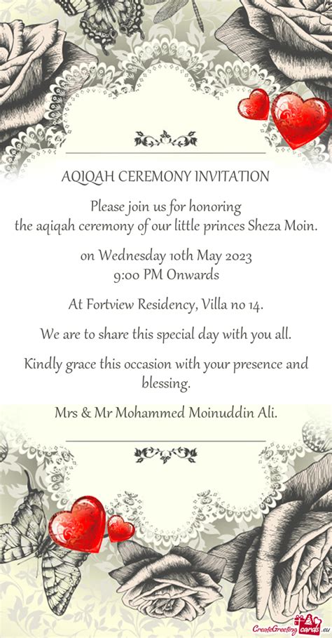 Aqiqah Ceremony Invitation Please Join Us For Honoring The Aqiqah