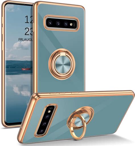 Military Grade Drop Impact For Samsung Galaxy S10 Plus Case 360 Metal Rotating Ring