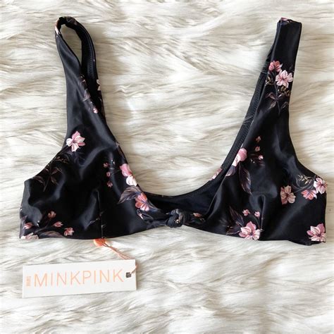 SEXY FLORAL BIKINI TOP This MinkPink Black Pink Depop