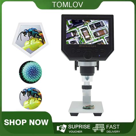 TOMLOV กล้องจุลทรรศน์ดิจิตอล4.3นิ้ว G600,แว่นขยายดิจิตอลอิเล็กทรอนิกส์ ...