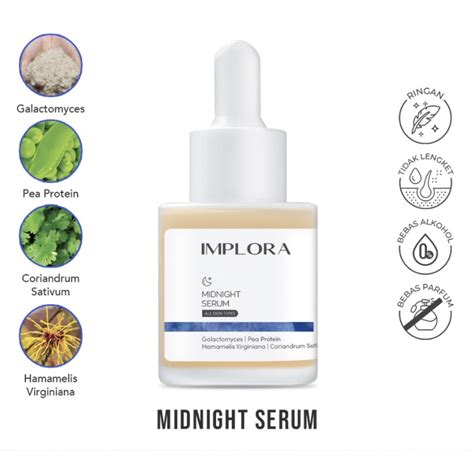 Jual NEW IMPLORA SERUM WAJAH ALL VARIANT ACNE AHA BHA PEELING MIDNIGHT