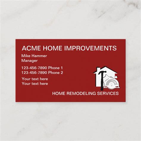 Home Remodeling Businesscards Business Card | Zazzle