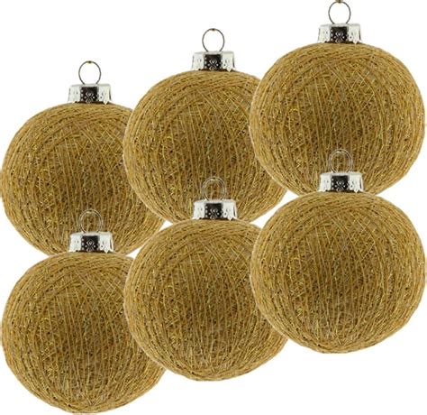 6x Gouden Cotton Balls Kerstballen 6 5 Cm Kerstversiering