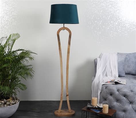 Buy Montage Club Floor Lamp With Wood Base Metal Shade Teal At