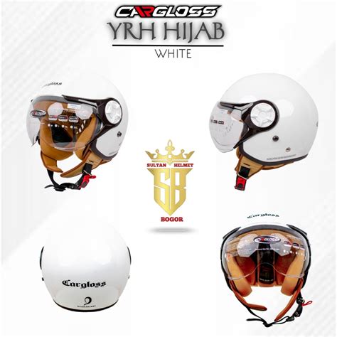 Jual Helm Cargloss Yrh Hijab Solid White Cargloss Half Face Original