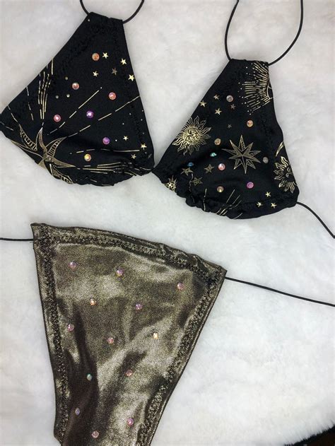 Celestial Micro Bikini Stripper Outfit Bandeau Micro Bikini Exotic Dance Wear Rave Outfit Etsy