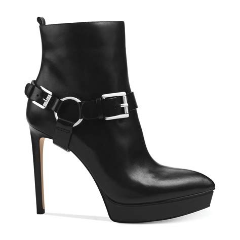 Michael Kors Michael Harrison Platform Booties In Black Black Leather