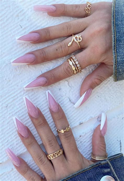 38 Elegant French Tip Coffin Nails Youll Love In Summer Page 32 Of