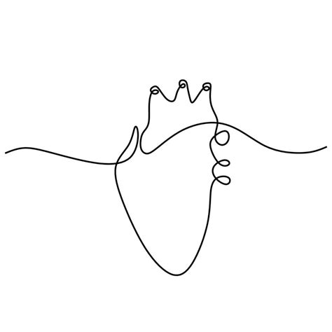 Single Continuous Line Art Anatomical Human Heart Heart Continuous