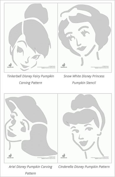 Disney Princesses Pumpkin Stencils