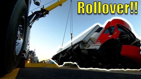 Semi Needs A Helping Hand Tractor Trailer Rollover Youtube