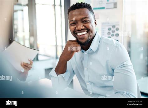 Black Business Man Employee And Smile Of A Office Worker Listening To