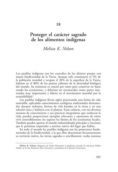 Pdf Proteger El Car Cter Sagrado De Los Alimentos Ind Genas Dos