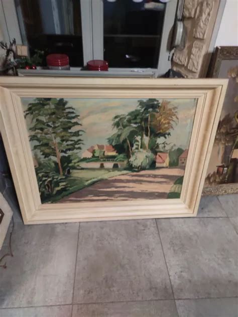 TRES ANCIEN TABLEAU Huile Sur Toile Paysage Ecole Flamande EUR 69 00