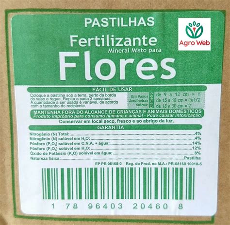 Fertilizante Mineral Misto P Flores Pastilhas 50g Vitaplan R 12 90