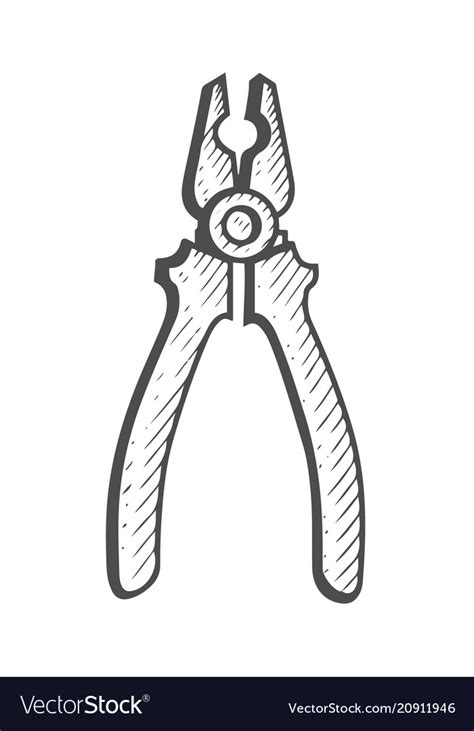 Pliers Hand Drawn Royalty Free Vector Image Vectorstock