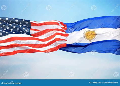 Flags Of The Usa And Argentina Stock Image Image Of States White