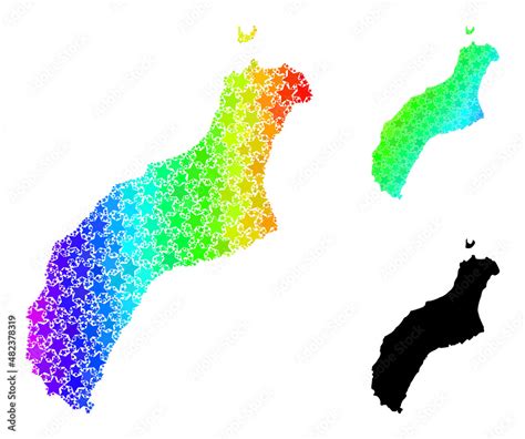 Spectrum gradient star mosaic map of Niihau Island. Vector colorful map ...