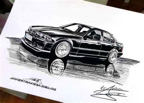 BMW E36 Dibujo A Lapices De Colores 40 30cm Bmw Art Car Drawings