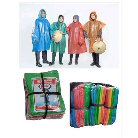 Jual Jas Hujan Plastik LDPE Poncho Lengan Panjang Emergency Raincoat