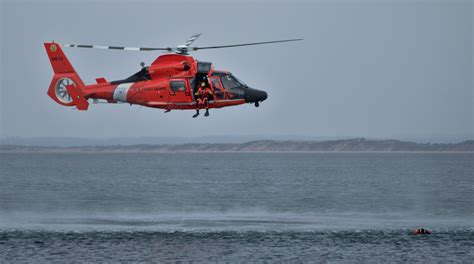 Coast Guard Helicopter Water Rescue Demonstration At Breakwater Not