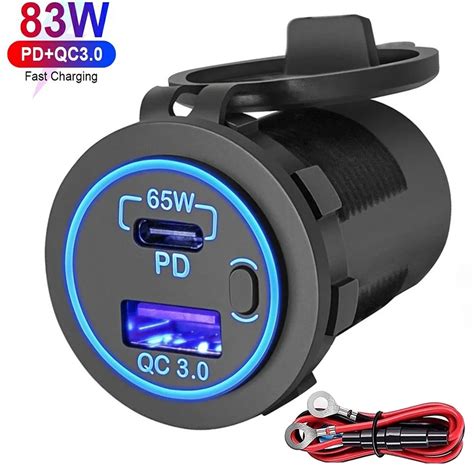 83W Diz St Bilgisayar Ara Arj Soketi 12V USB Priz 65W PD USB C Ara Arj