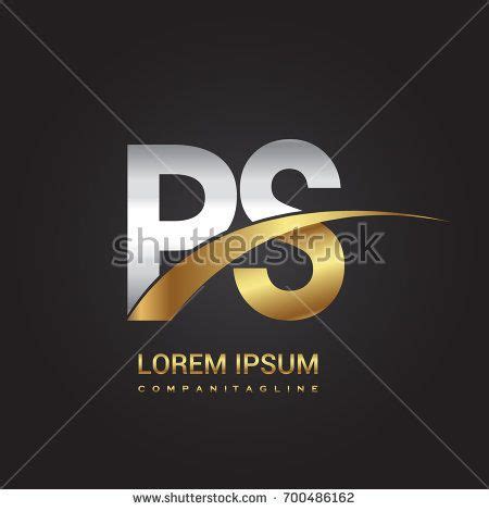 Initial Letter Ps Logotype Company Name Colored Gold And Silver Swoosh